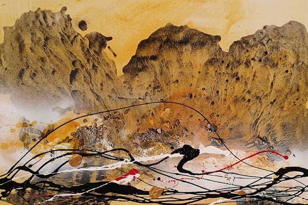 Rheinbold Wellen Orange Leinwand Acryl