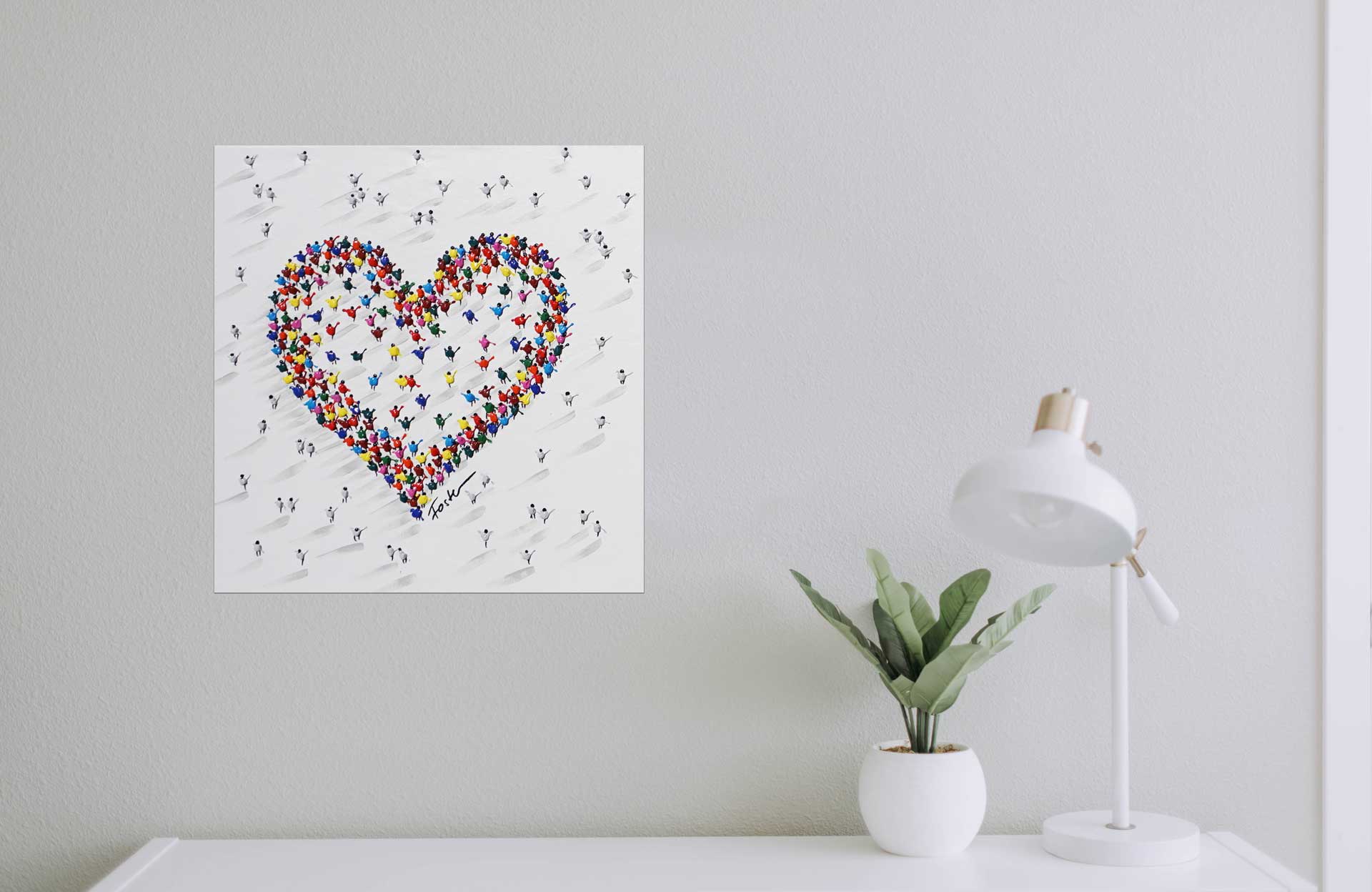 Herz Bunt Grau 60 X 60 Cm Haus Der Bilder