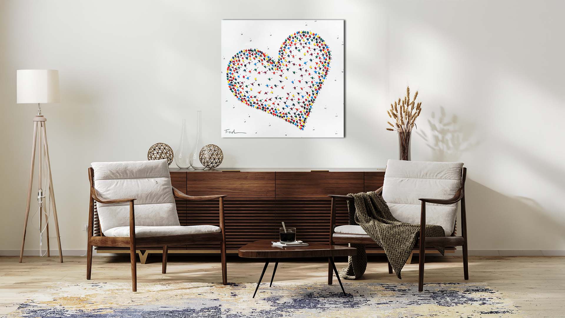 Buntes Herz - 80 x 80 cm